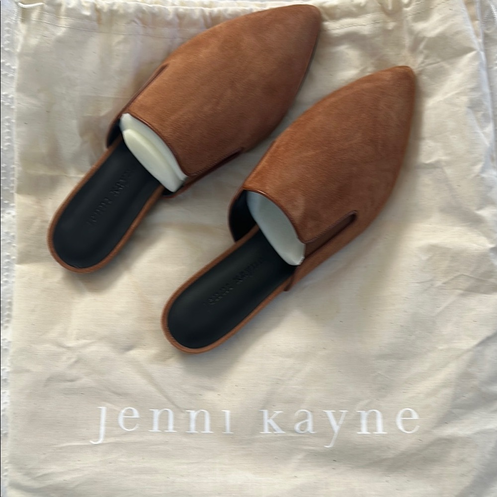 Jenni Kayne Brown Suede Mules Comfortable Slip-On